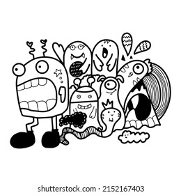 Doodle art cartoon hand drawn Holiday poster template. Very detailed With lots of objects illustration. Funny vector artwork. Corporate identity design.