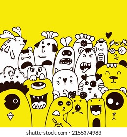 Doodle art cartoon hand drawn Holiday poster template. Very detailed With lots of objects illustration. Funny vector artwork. Corporate identity design.
