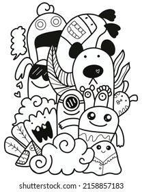Doodle art cartoon hand drawn Holiday poster template. Very detailed With lots of objects illustration. Funny vector artwork. Corporate identity design.