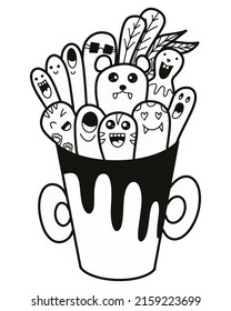 Doodle art cartoon hand drawn Holiday poster template. Very detailed With lots of objects illustration. Funny vector artwork. Corporate identity design.