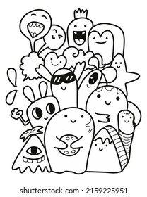 Doodle art cartoon hand drawn Holiday poster template. Very detailed With lots of objects illustration. Funny vector artwork. Corporate identity design.