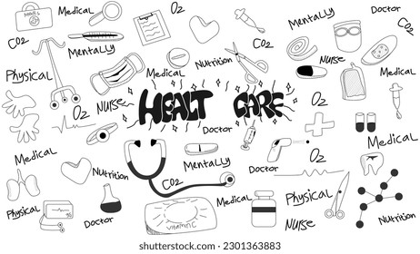 doodle art with the concept of healt