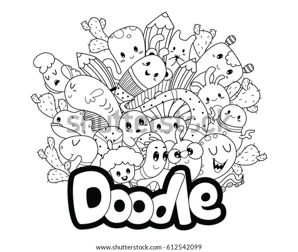 Doodle Art Containing Some Alien Character Stock Vector (Royalty Free ...