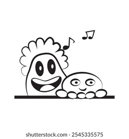 Doodle arte bonito monstro cantando