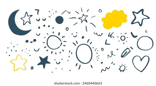 doodle art cute scribble shape element in collection vector