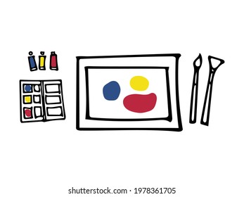 Doodle art of drawing equipment. Graphic elements for school concept.