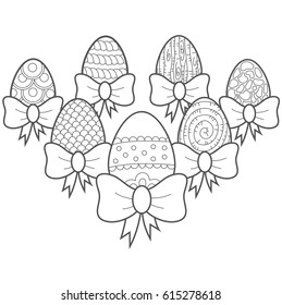 Doodle Art of Easter Eggs.