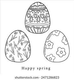 Doodle Art Ostereier zum Färben von Clipart