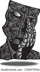 doodle art face man en fondo blanco