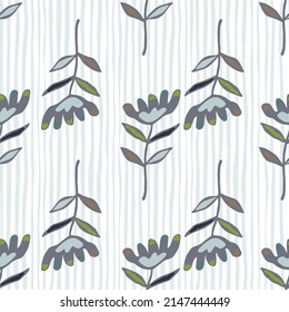 Doodle art floral seamless pattern. Folk flower wallpaper. Cute ditsy print. Creative plants endless wallpaper. Design for fabric, textile print, wrapping, cover. Vector illustration
