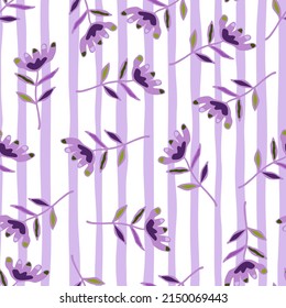 Doodle art floral seamless pattern. Folk flower wallpaper. Cute ditsy print. Creative plants endless wallpaper. Design for fabric, textile print, wrapping, cover. Vector illustration