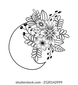Doodle marco de flores de arte en ilustrador