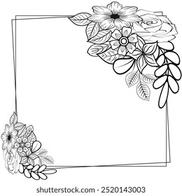 Doodle art flower frame in illustrator