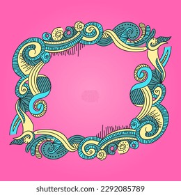 Doodle art frame ornamental vector design