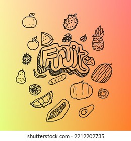 Doodle art. doodle art fruit. background with fruit doodle art