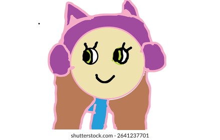 doodle art of a girl wearing headset