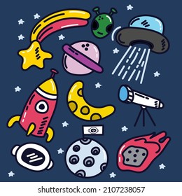 doodle art hand draw space theme