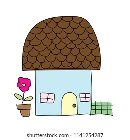 Doodle art, hand drawing, cute homes, houses, vectors