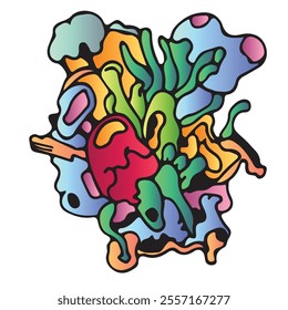 Doodle Art. Hand-drawn little funny monsters. Colorful design vector 