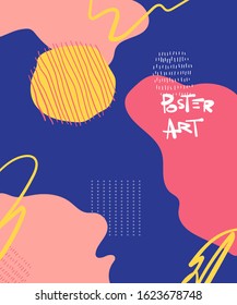 Doodle art header with different shapes and textures