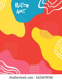 Doodle art header with different shapes and textures