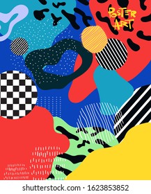 Doodle art header with different textures and shapes
