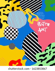 Doodle art header with different textures and shapes