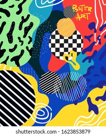 Doodle art header with different textures and shapes