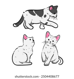 Doodle art illustration of a cute cat isolated on a white background