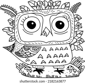 Doodle art of little cute owl for background,greeting card,pattern,preschool coloring pages,birds cartoon coloring pages,owl cartoon coloring pages,animals coloring pages,decoration,wallpaper.