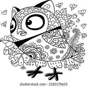 Doodle Art Of Little Fantasy Cute Owl For Background,greeting Card,preschool Coloring Pages,birds Cartoon Coloring,animals Coloring Pages,wallpaper,clip Art,decoration,pattern,advertising,graphic Ad