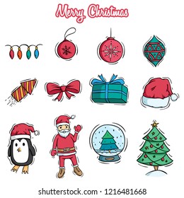 doodle art of merry christmas cute decoration