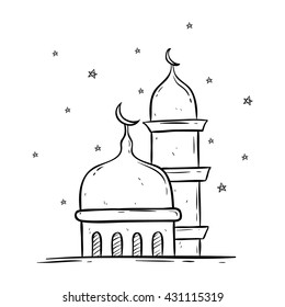 Mosque Drawing Easy Step by Step For KidsBeginners