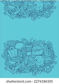 doodle art notebook journal book color book cover design in sky color.eps