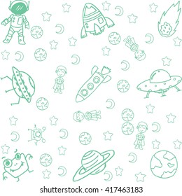 Doodle art of space with white backgrounds