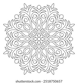 Doodle arte para tecido têxtil ou papel impressão mandala design colorir página do livro, design vetorial, tatuagem, arte de parede, arte mandala simples, Design para um papel de parede Camisa de pintura e azulejo Adesivo, vetor