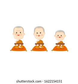 Doodle art of Thai Monk characters, vector