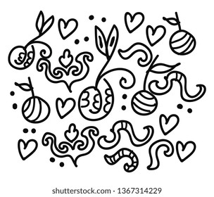 Doodle-Kunst verschiedener Formen, Vektorgrafik  