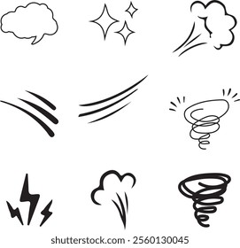 Doodle art vector design collection, brushes, design elements