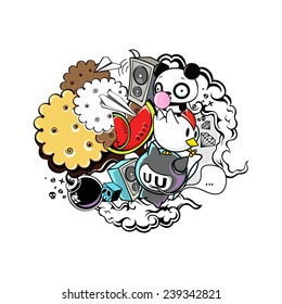 doodle art vector, illustration