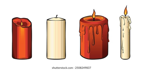Doodle art vector illustration of Candle. Candle for Halloween event. Candle illustration. Halloween theme illustration