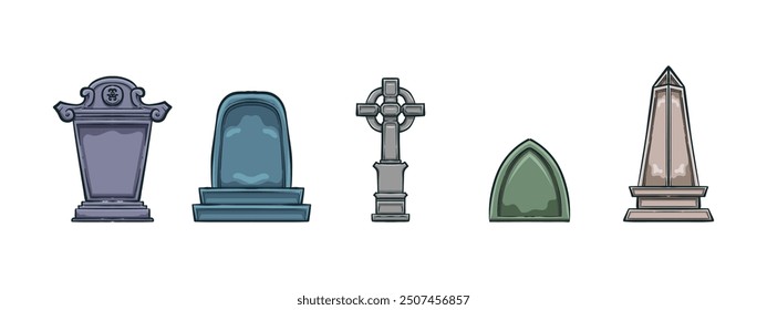 Doodle art vector illustration of Tombstone. Tombstone in Halloween event. Tombstone illustration. Halloween theme illustration