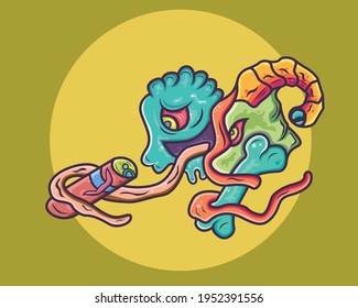 doodle art vector with yellow theme background