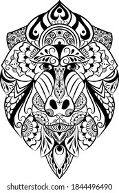 The doodle art zentangle of mandrill for the tattoo inspiration