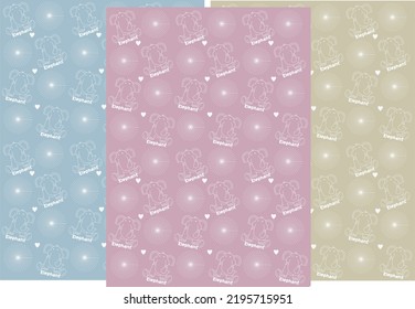 doodle arts Elephants seamless pattern vector set