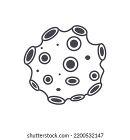 Doodle asteroid. Cartoon space object. Hand drawn celestial outline icon. Vector illustration isolated on white background