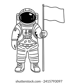 Astronauta Doodle aislado de fondo blanco. Esbozar astronauta. Arte vector dibujado a mano.