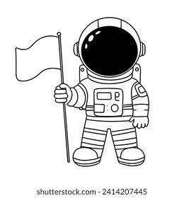 Doodle astronaut. Outline astronaut isolated on white background. Hand drawn vector art.