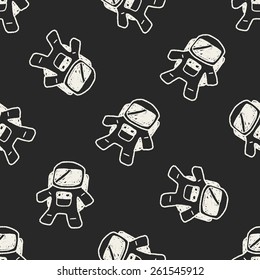 Doodle Astronaut seamless pattern background