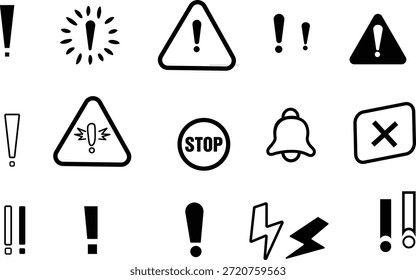 Conjunto de iconos de signo de atención Doodle. Señales de precaución dibujadas a mano, marcas de advertencia y símbolos de boceto de alerta diseñados para signo de exclamación, error o garabato de icono de atención importante.